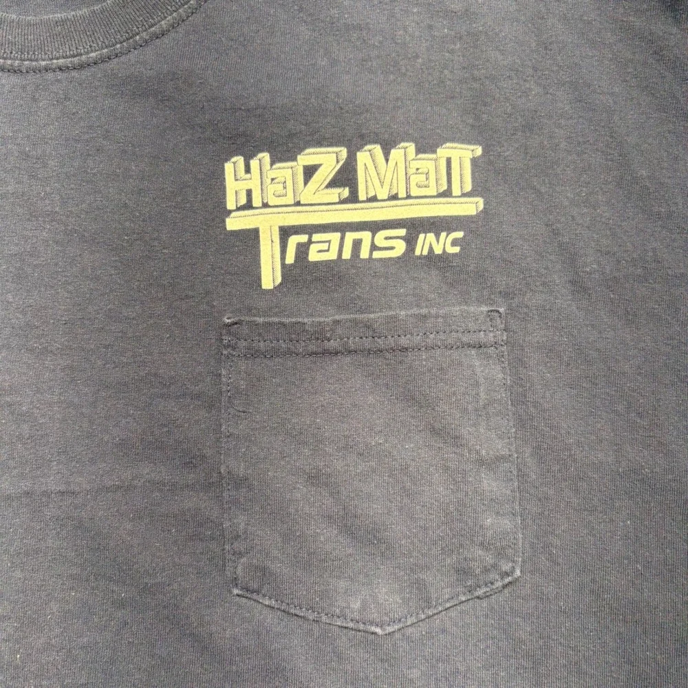 Gildan Pocket T-Shirt Mens 2XL‎ Navy Blue Good HazMat Trans Inc Graphic Tee